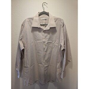 Forsyth Of Canada Cream Checkered Pattern Long Sleeve Dress Shirt Button Down